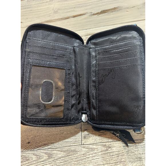 Vera Bradley Euro Wallet Trifold Purse in Midnight Blue with carry strap - Picture 4 of 6